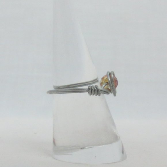 New Stainless Wrap Amber Color Hand Crafted Ring - Picture 4 of 10